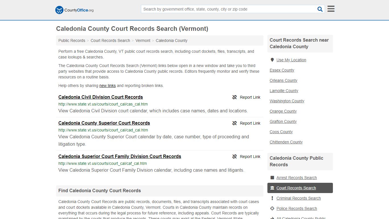Court Records Search - Caledonia County, VT (Adoptions, Criminal, Child ...
