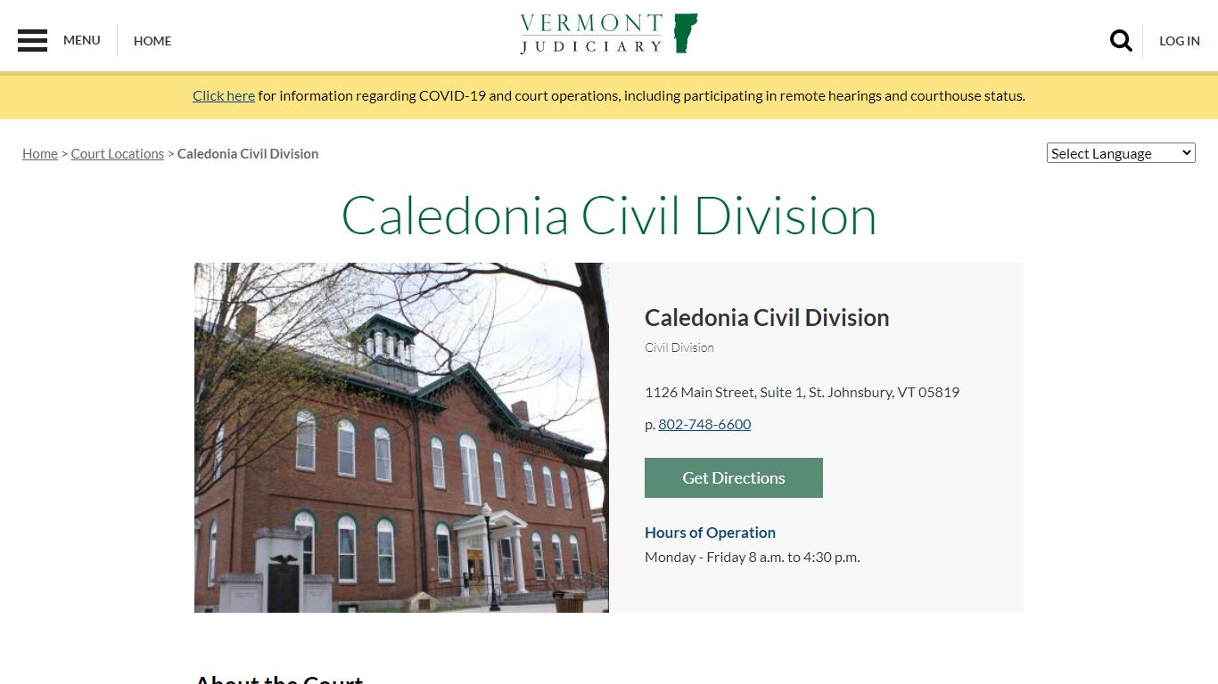 Caledonia Civil Division | Vermont Judiciary